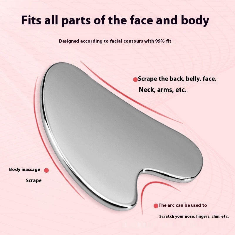 Stainless Steel Heart-shaped Hand Face Metal Massage Scrapping Plate